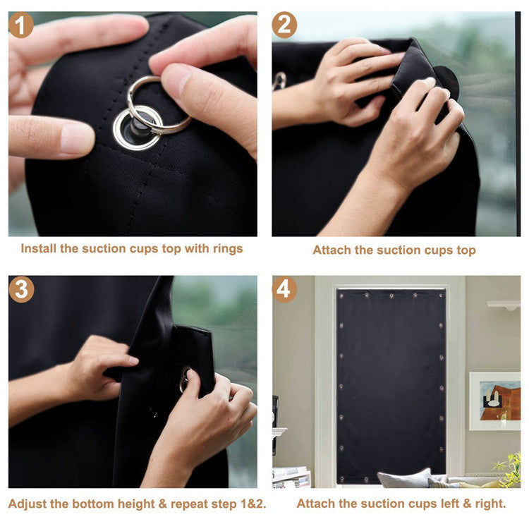 Blackout Blind Curtain For Window with Adjustable Suction Cups