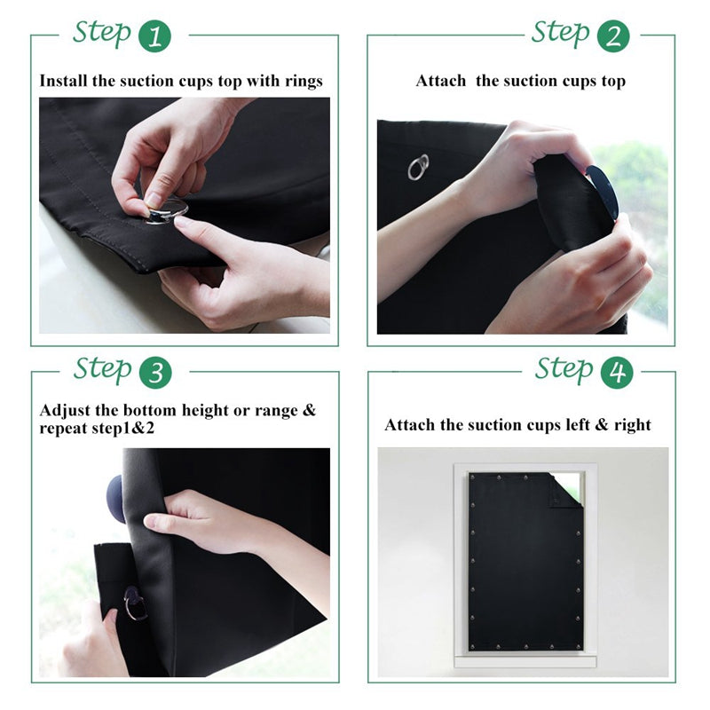 Temporary Blackout Blind Curtain For Window with Adjustable Suction Cups